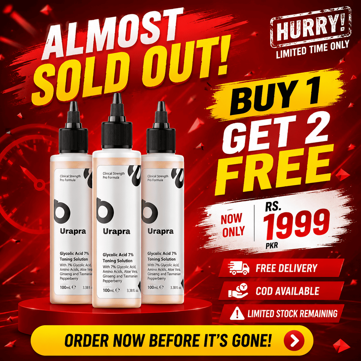 Urapra Glycolic Acid 7% Toning Solution ✨(BUY 1 GET 2 FREE )